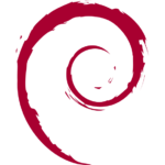 Debian logo. Debian is een Linux versie.