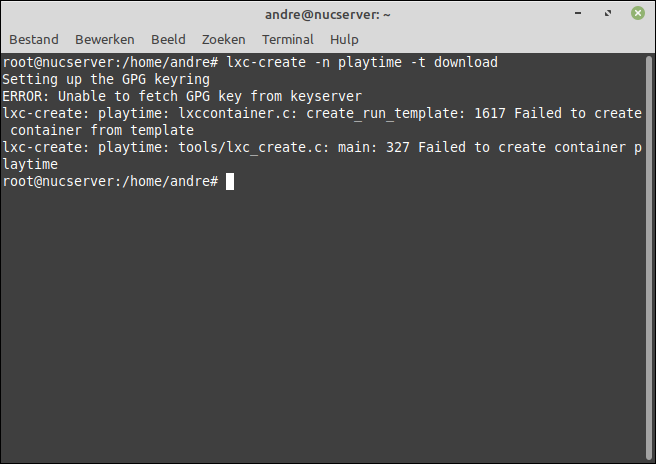lxc-create ERROR: GPG key