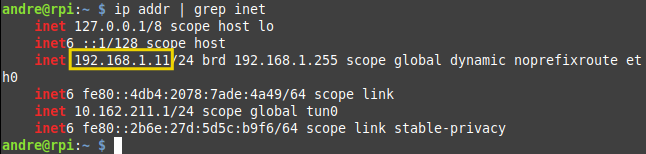 Samba directories: Het uitlezen van het IP adres van de Samba server.