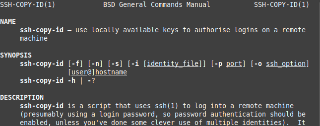 ssh-copy-id manpage in Linux Mint 22.1 Cinnamon