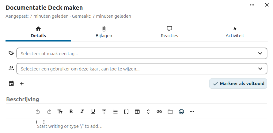 Details van een deck kaart