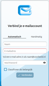 Nextcloud mail instellen.